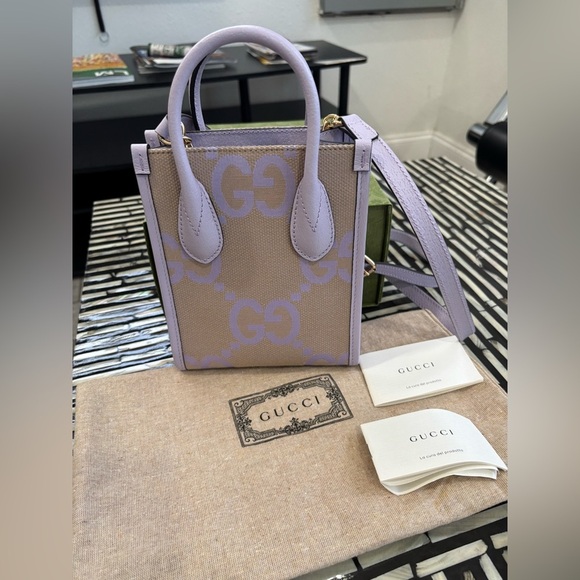 Authentic Gucci Purple and Beige mini jumbo GG canvas CrossbodyRetails$2500 - Picture 8 of 10